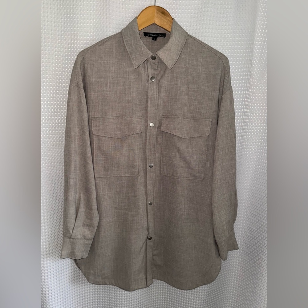 Dynamite Button-Front shirt Shacket size medium - Picture 2 of 15